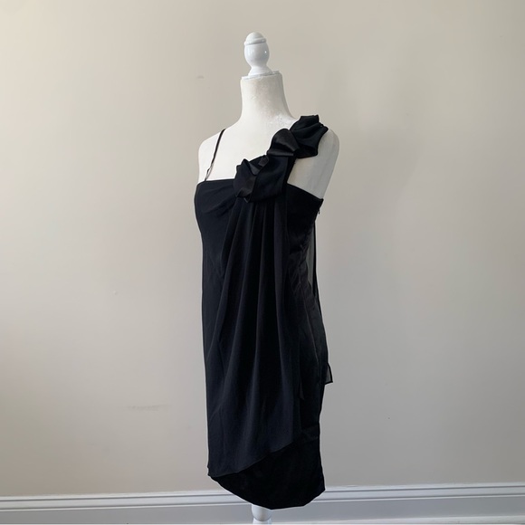 Max & Cleo Dresses & Skirts - Max and Cleo - Black Asymmetrical Ruffled Cocktail Dress - Size 4